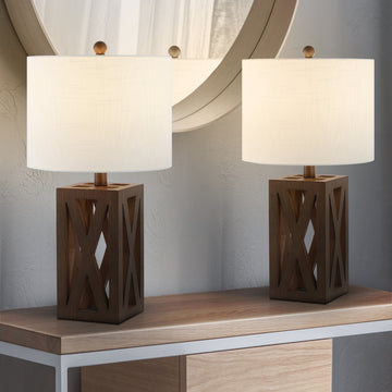 Stewart 21.5" Wood LED Table Lamp - JONATHAN Y